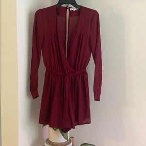 Long sleeve burgundy romper
